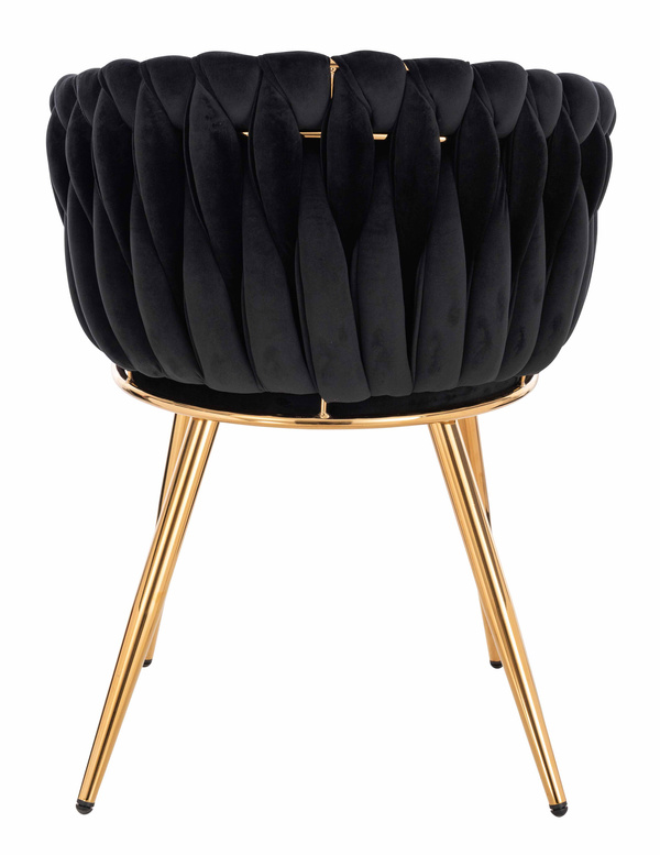 HR750 Scaun cu picioare Aurie Neagră din Catifea