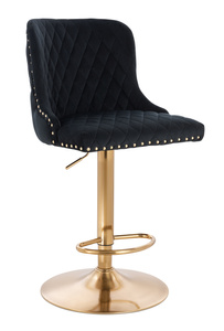 HR940W Scaun Neagră din Catifea cu Bază Aurie