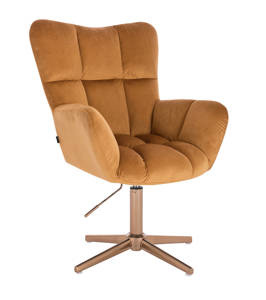 HR650CROSS Galben Catifea Scaun cu Bază Aurie