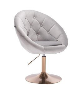 HR8516N Scaun Gri din Catifea cu Bază Aurie