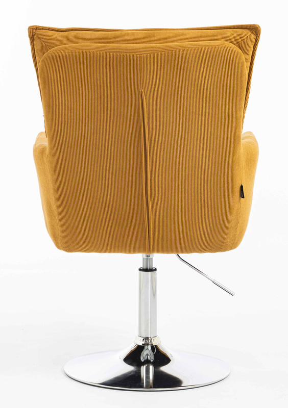 HR250N Scaun Catifea Reiată Premium Ruloare Curry Galben Bază Cromata