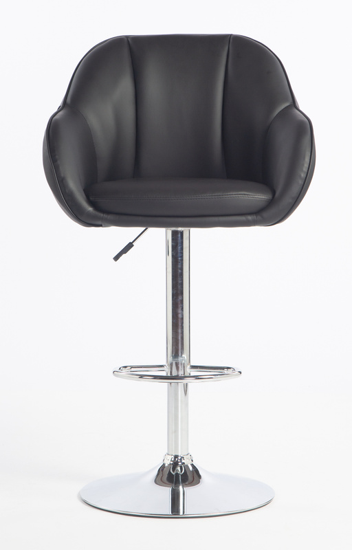 HR2055W Scaun Neagră din Piele Ecologica cu Bază Cromata