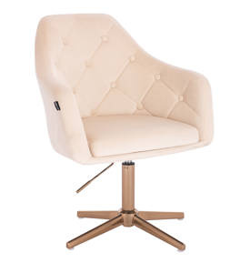 HR831CROSS Scaun Catifea Crem cu Bază Aurie