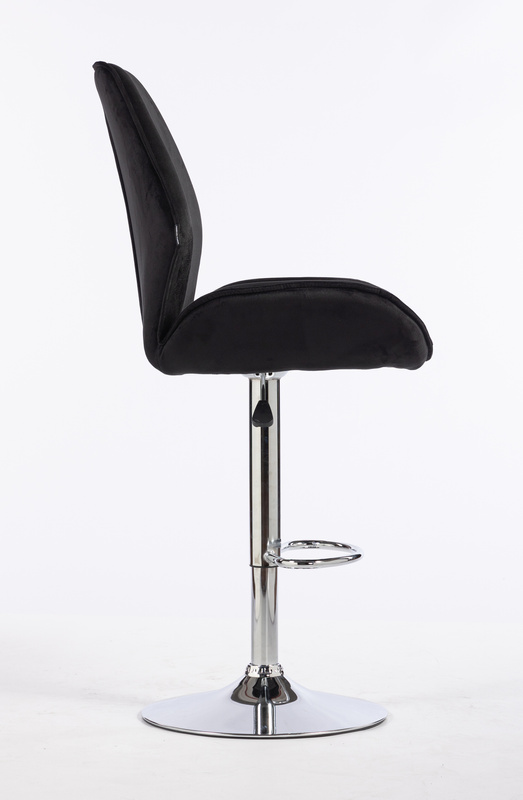 HR350W Scaun Neagră din Catifea Bază Cromata