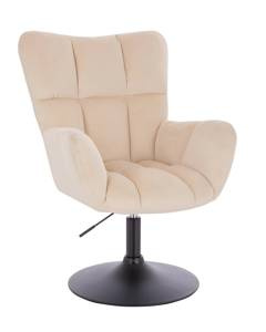 HR650N Scaun Crem Catifea cu Bază Neagră