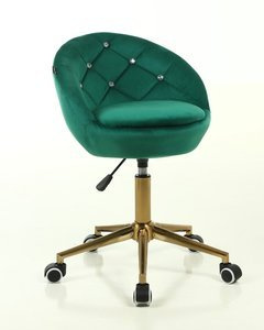 HR948K Scaun Verde din Catifea cu Bază Aurie