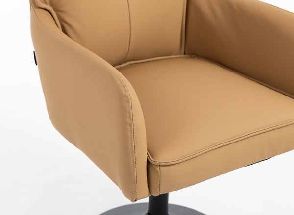 HR250N Scaun Piele Ecologică Premium Soft Culoare Caramel Bază Neagră