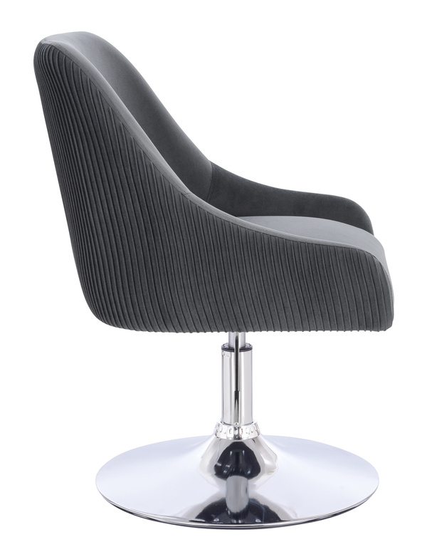HR920N Scaun Grafit din Catifea cu Bază Cromata