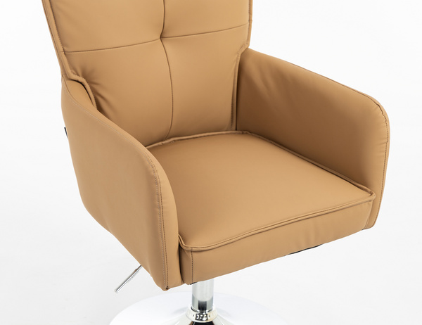 HR250N Scaun Piele Ecologică Premium Soft Culoare Caramel Bază Cromata