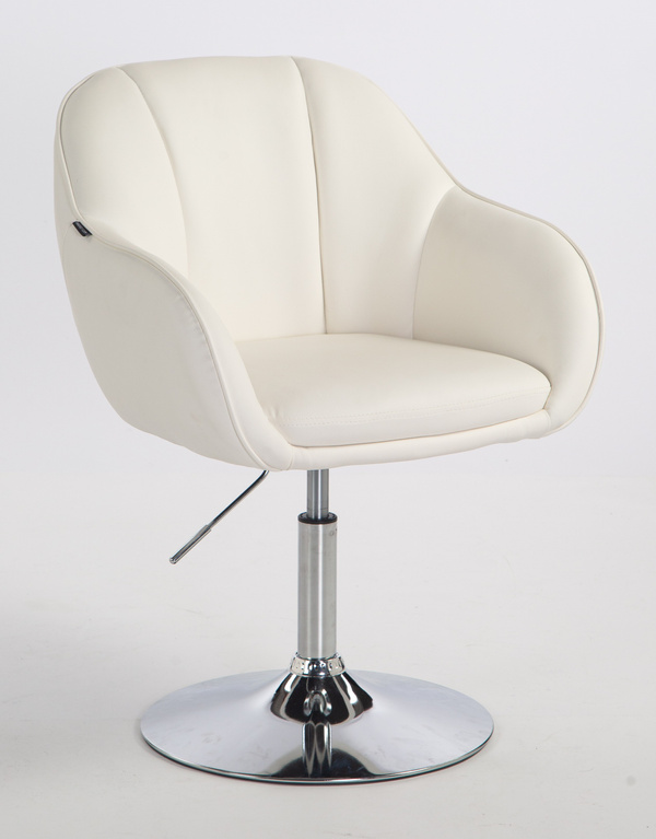 HR2055N Scaun Alb din Piele Ecologica cu Bază Cromata