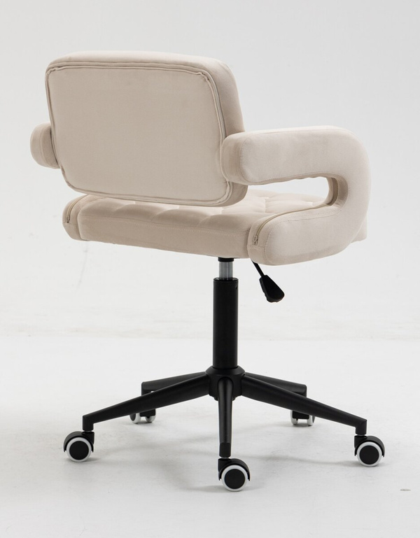 HR8403K Scaun Catifea Crem cu Bază Neagră