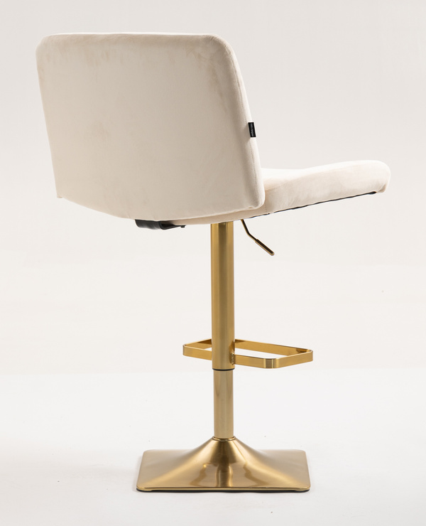 HR150KW Scaun Crem din Catifea cu Bază Aurie