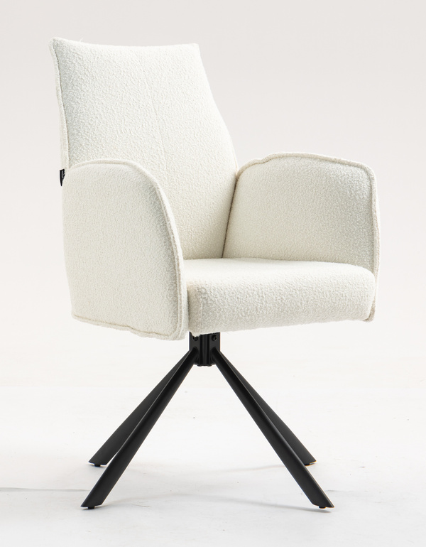 HR280 BAZĂ STEA Scaun Crem Boucle cu Bază Neagră