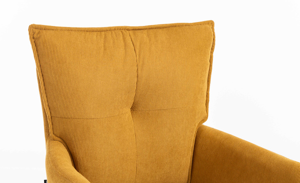 HR250N Scaun Catifea Reiată Premium Ruloare Curry Galben Bază Neagră