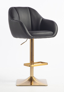 HR2055KW Scaun Neagră din Piele Ecologica cu Bază Aurie