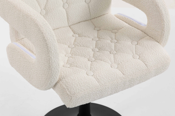 HR8404N Scaun Crem Boucle cu Bază Neagră