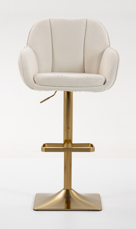 HR2055KW Scaun Crem din Boucle cu Bază Aurie