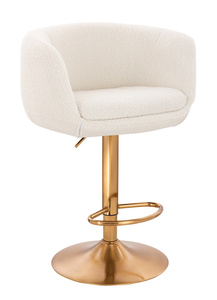 HR333W Scaun Boucle Crem cu Bază Aurie