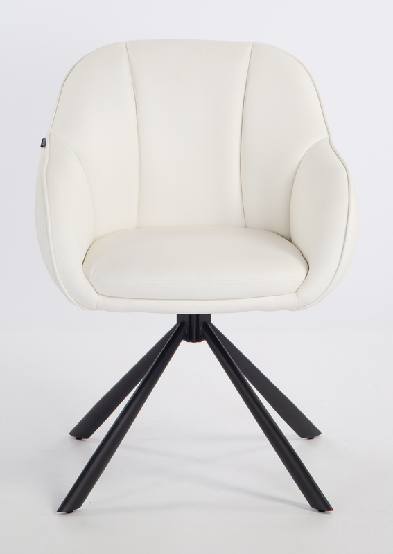 HR2055 BAZĂ STEA Scaun Alb din Piele Ecologica cu Bază Neagră