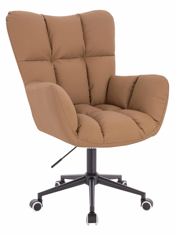 HR650K Scaun Caramel Piele Ecologica Premium Soft cu Bază Neagră