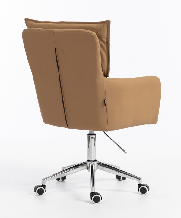 HR250K Scaun Piele Ecologică Premium Soft Culoare Caramel Bază Cromata