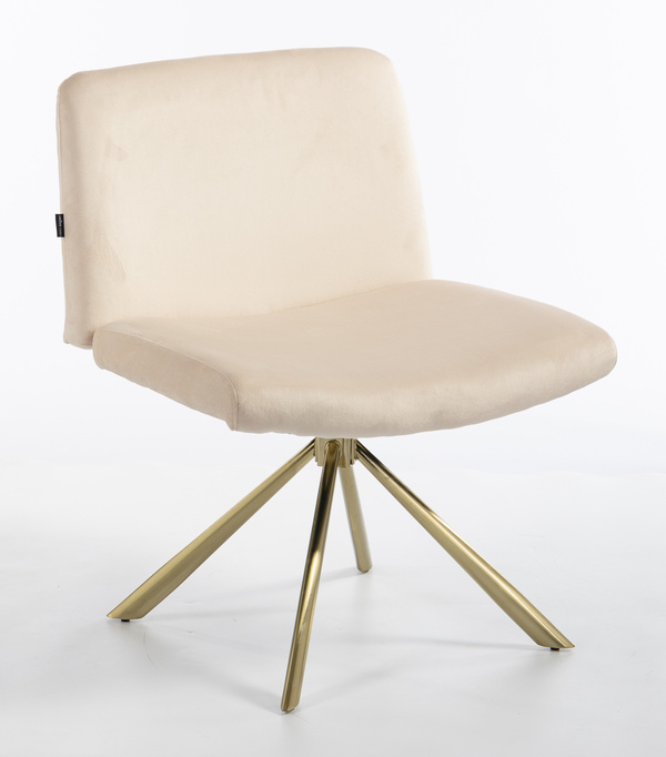 HR150 BAZĂ STEA Scaun Crem din Catifea cu Bază Aurie