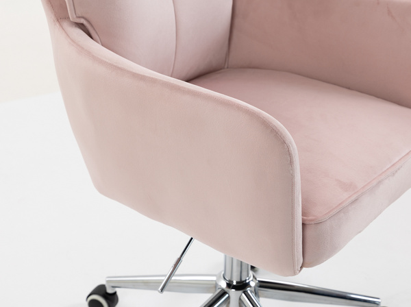 HR250K Scaun Catifea Roz Pudra Bază Cromata