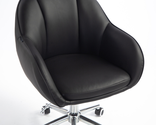 HR2055K Scaun Neagră din Piele Ecologica cu Bază Cromata