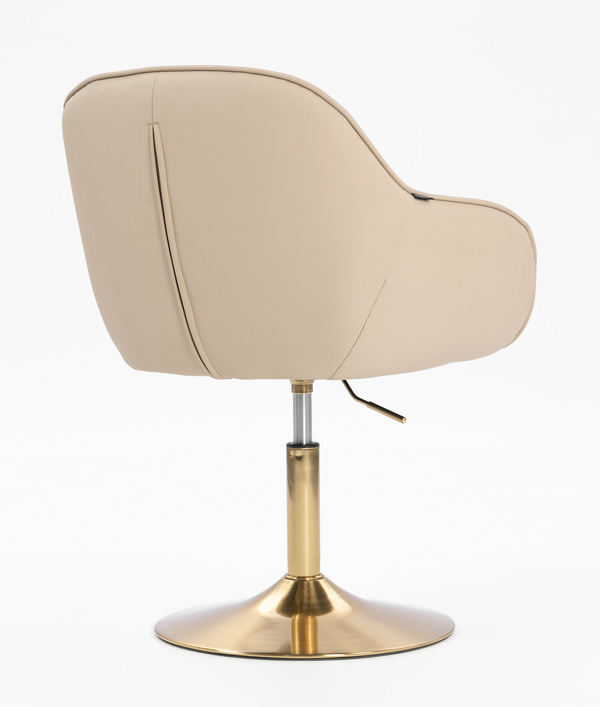 HR2055N Scaun Crem din Piele Ecologica cu Bază Aurie