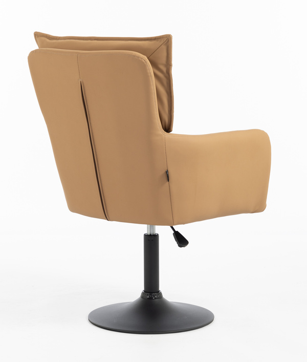 HR250N Scaun Piele Ecologică Premium Soft Culoare Caramel Bază Neagră