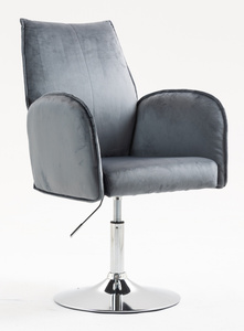 HR280N Scaun Grafit din Catifea cu Bază Cromata