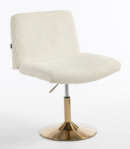HR150N Scaun Alb din Catifea Reiată cu Bază Aurie