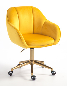 HR2055K Scaun Galbenă din Catifea cu Bază Aurie