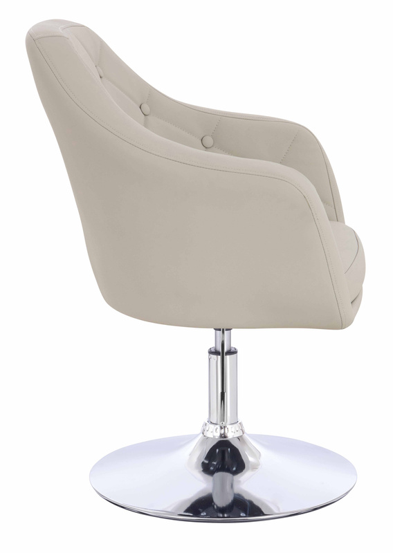 HR831N Scaun Ecru Piele Ecologica Premium Soft cu Bază Cromata