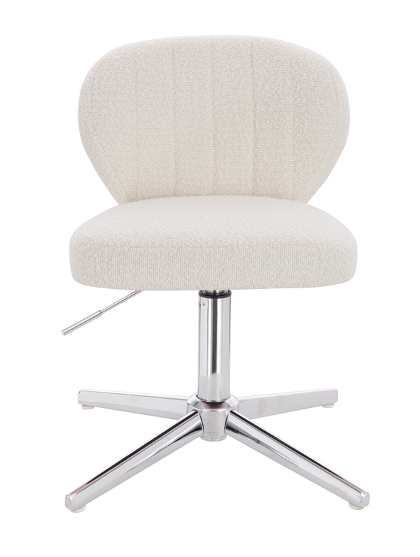 HR193CROSS Scaun Crem Boucle cu Bază Cromata