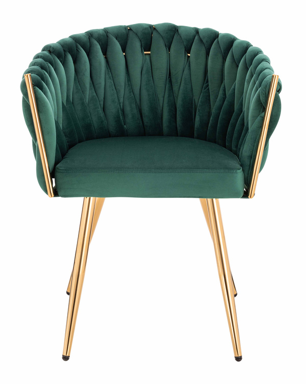 HR750 Scaun cu picioare Aurie Verde din Catifea