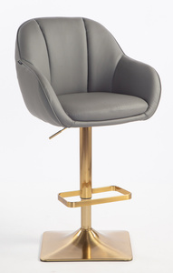 HR2055KW Scaun Gri din Piele Ecologica cu Bază Aurie