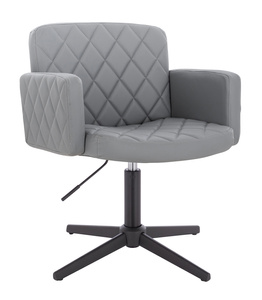 HR802CROSS Scaun Gri din Piele Ecologica cu Bază Neagră