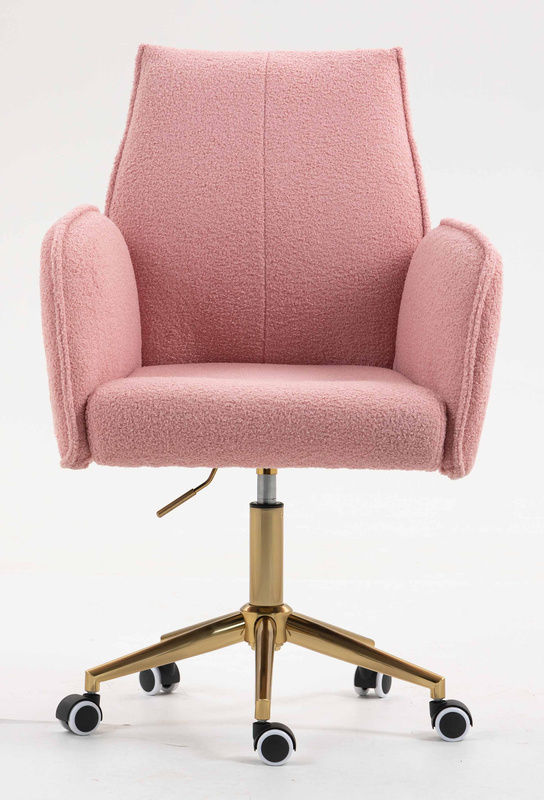 HR280K Scaun Roz Pudra Boucle cu Bază Aurie