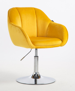 HR2055N Scaun Galbenă din Catifea cu Bază Cromata