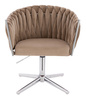HR750CROSS Scaun Latte din Catifea cu Bază Cromata