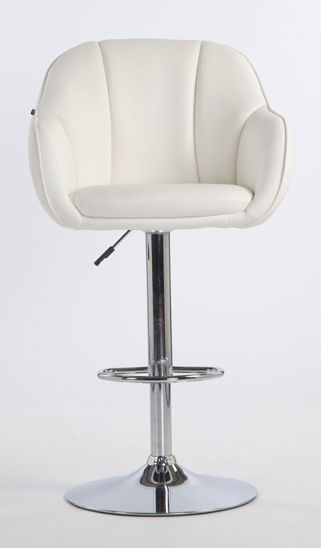 HR2055W Scaun Alb din Piele Ecologica cu Bază Cromata