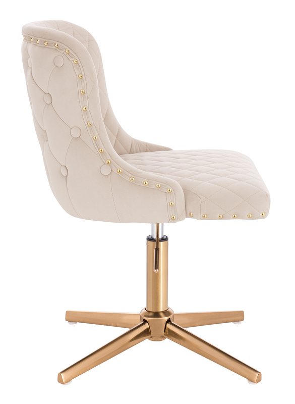 HR940CROSS Scaun Crem din Catifea cu Bază Aurie