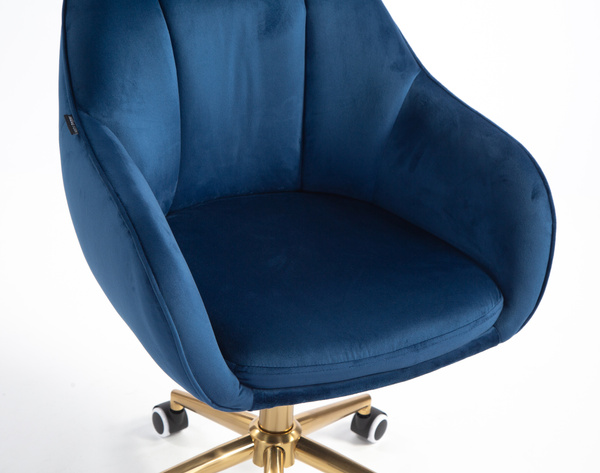 HR2055K Scaun Bleumarin din Catifea cu Bază Aurie