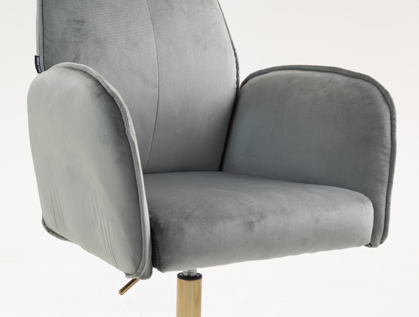HR280K Scaun Gray din Catifea cu Bază Aurie
