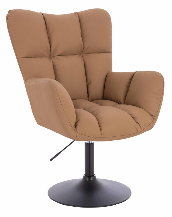 HR650N Scaun Caramel Piele Ecologica Premium Soft cu Bază Neagră