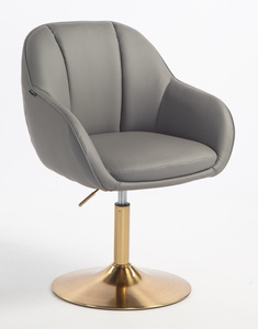 HR2055N Scaun Gri din Piele Ecologica cu Bază Aurie