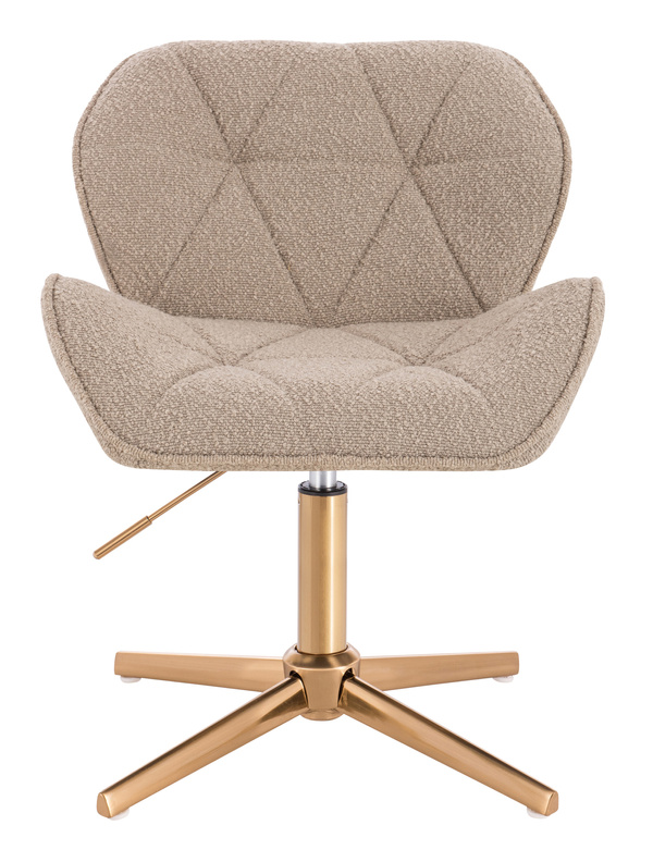 HR111CROSS Scaun Latte Boucle cu Bază Aurie