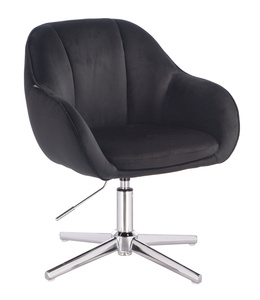 HR2055CROSS Scaun Neagră din Catifea cu Bază Cromata