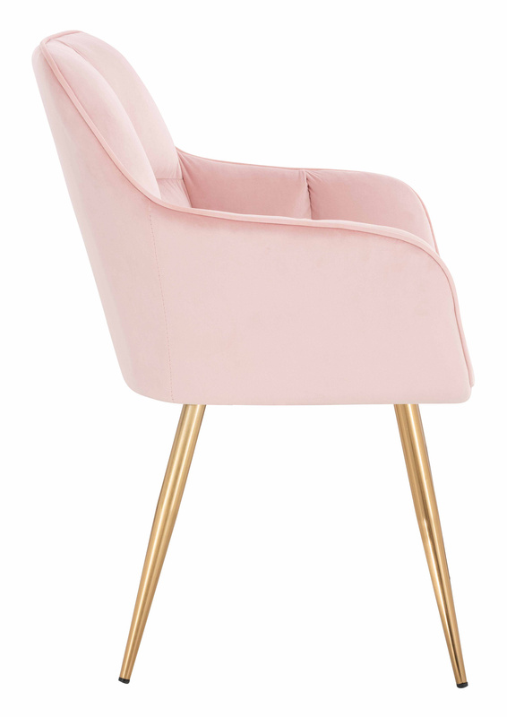 HR550 Scaun Roz Pudra Catifea cu Bază Aurie